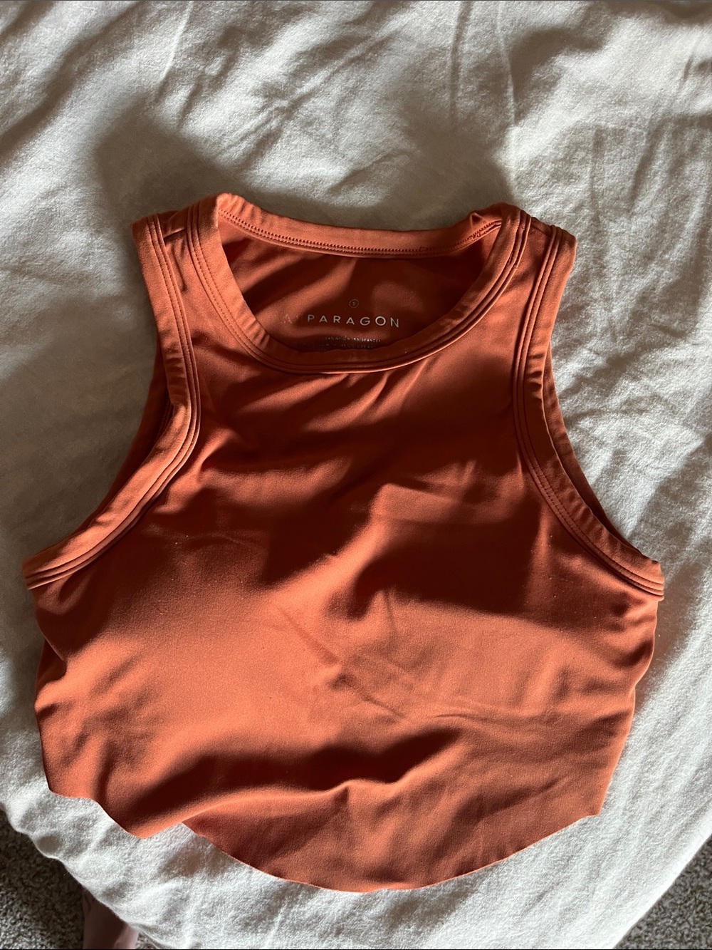 Paragon Rust Orange Sculpt Seamless Crop Tank Sports Bra Size S